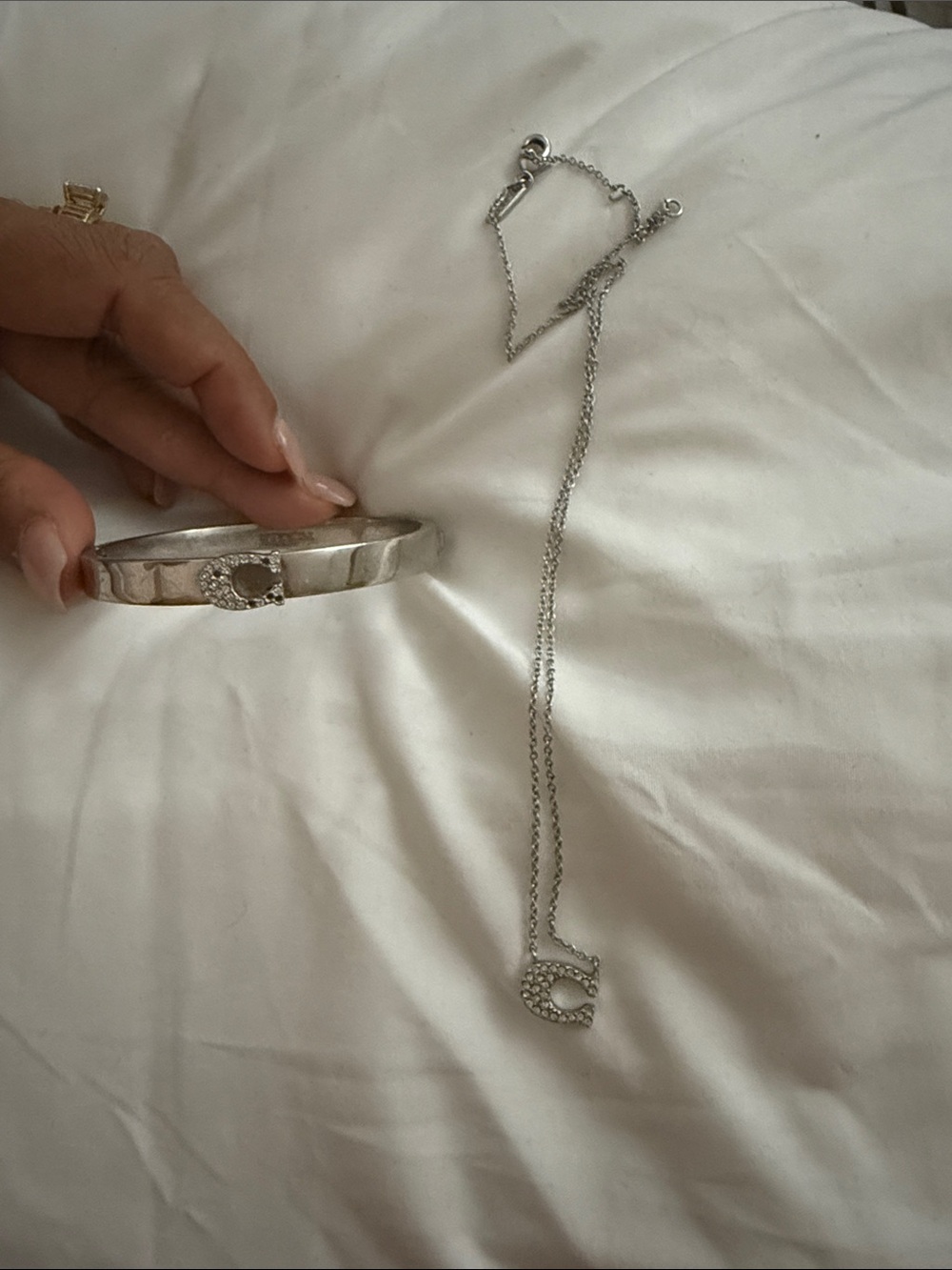 Coach Silver Crystal-Embellished Bracelet and Necklace Set - Picture 4 of 4